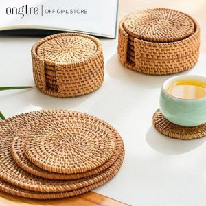 Bộ lót ly bằng mây trang trí
