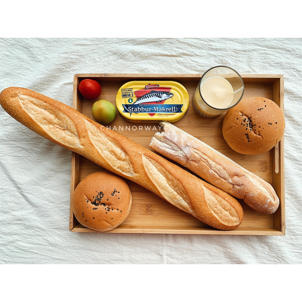 SKU-CN 40x30x4 cm02 Khay đựng trà, đựng đồ ăn bằng tre công nghiệp hình chữ nhật có tay cầm - ONGTRE - Ảnh 1