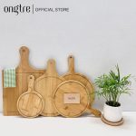 Thớt tre có tay cầm dùng cắt đồ nguội, hoa quả, decor chụp ảnh - ONGTRE