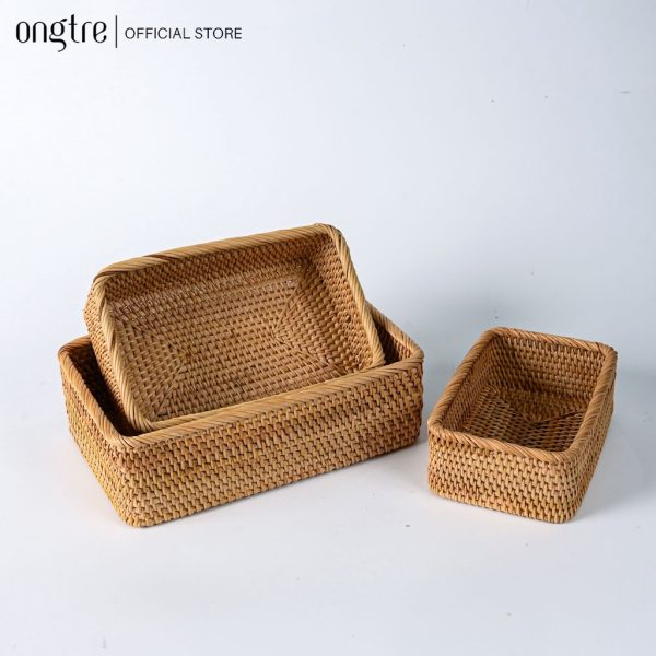 Khay mây Guột hình chữ nhật đựng đồ ăn, decor, chụp ảnh - ONGTRE - Ảnh 3
