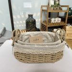 Giỏ mây lót vải có lót đựng đồ dùng nhỏ, giỏ picnic, decor phòng khách(Rổ cói có quai lót vải) - ONGTRE - Ảnh 4