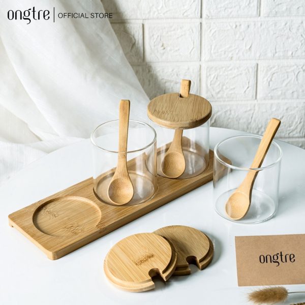 Lọ Thuỷ Tinh Nắp Gỗ Tre Cao Cấp Đựng Gia Vị, Hạt Khô, Hôp Đựng Thực Phẩm Dung Tích 300ml, 400ml - ONGTRE - Ảnh 2