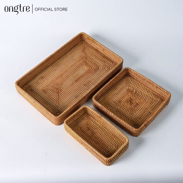 Khay mây Guột hình chữ nhật đựng đồ ăn, decor, chụp ảnh - ONGTRE - Ảnh 5