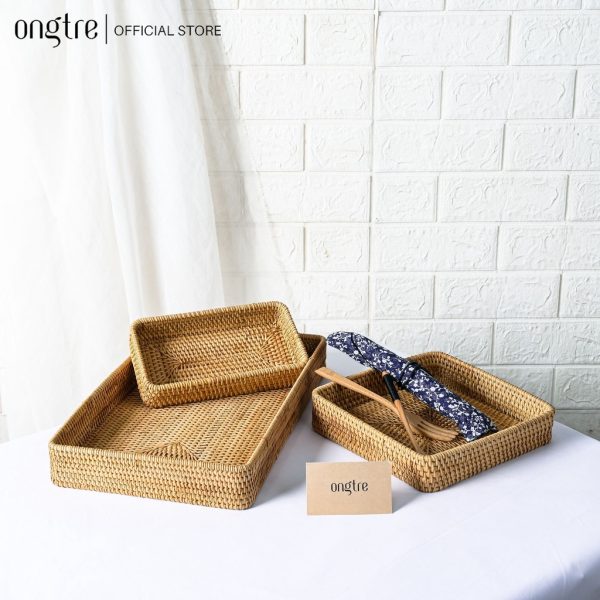 Khay mây Guột hình chữ nhật đựng đồ ăn, decor, chụp ảnh - ONGTRE - Ảnh 2