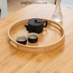 Khay tre hình tròn ONGTRE đa năng tiện dụng có tay cầm - Ảnh 4