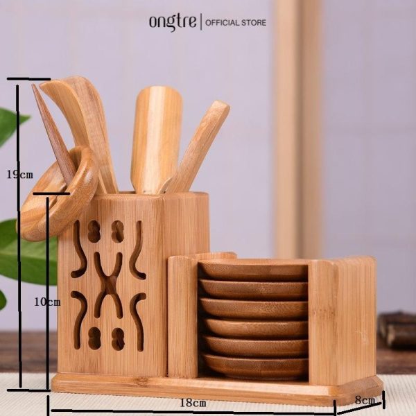 Bộ dụng cụ pha trà bằng tre phong cách cổ trang - ONGTRE - Ảnh 2
