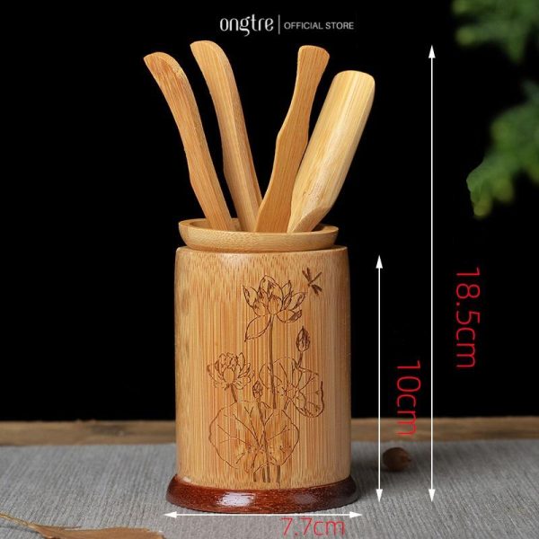 Bộ dụng cụ pha trà bằng tre phong cách cổ trang - ONGTRE - Ảnh 4