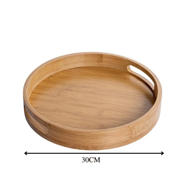 Khay tre hình tròn ONGTRE tiện dụng đa năng có tay cầm - Ảnh 5
