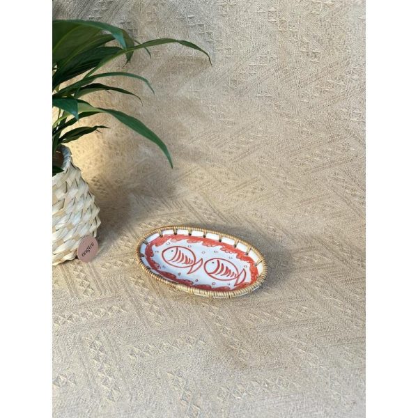 Đĩa sứ viền mây tre đan tay ONGTRE trang trí tiệc, decor, đựng đồ, mẫu độc đáo - OTS1 - Ảnh 2