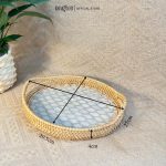 Khay mây khảm trai bầu dục có tay cầm ONGTRE đựng đồ đa năng, cao cấp, decor - OTB1 - Ảnh 4