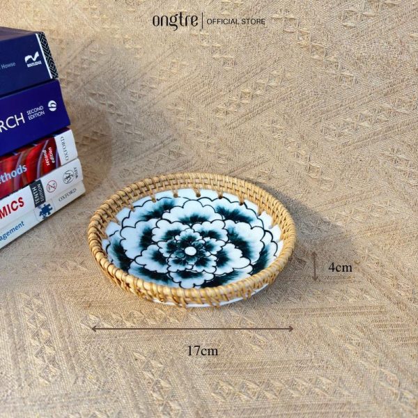 Đĩa sứ viền mây tre đan tay ONGTRE trang trí tiệc, decor, đựng đồ, mẫu độc đáo - OTS2 - Ảnh 6