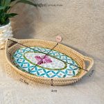 Khay mây khảm trai bầu dục có tay cầm ONGTRE đựng đồ đa năng, cao cấp, decor - OTB2 - Ảnh 5