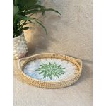 Khay mây khảm trai bầu dục có tay cầm ONGTRE đựng đồ đa năng, cao cấp, decor - OTB4 - Ảnh 4
