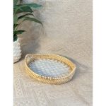 Khay mây khảm trai bầu dục có tay cầm ONGTRE đựng đồ đa năng, cao cấp, decor - OTB1 - Ảnh 2