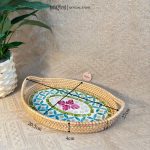 Khay mây khảm trai bầu dục có tay cầm ONGTRE đựng đồ đa năng, cao cấp, decor - OTB2 - Ảnh 6