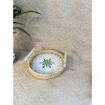 Khay mây tròn khảm trai có tay cầm ONGTRE đựng đồ, trang trí tiệc, decor chụp ảnh sản phẩm - Ảnh 2