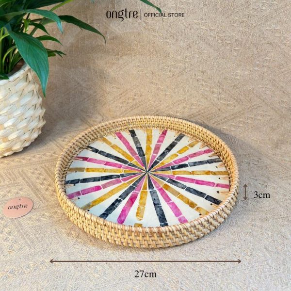 Khay mây khảm trai ONGTRE cao cấp đựng đồ đa năng - OTK7 - Ảnh 7