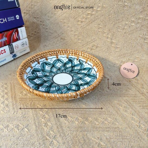Đĩa sứ viền mây tre đan tay ONGTRE trang trí tiệc, decor, đựng đồ, mẫu độc đáo - OTS3 - Ảnh 6