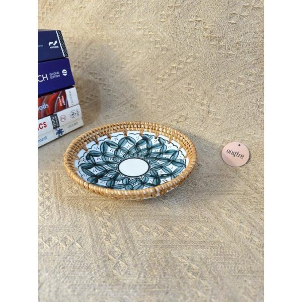 Đĩa sứ viền mây tre đan tay ONGTRE trang trí tiệc, decor, đựng đồ, mẫu độc đáo - OTS3 - Ảnh 3