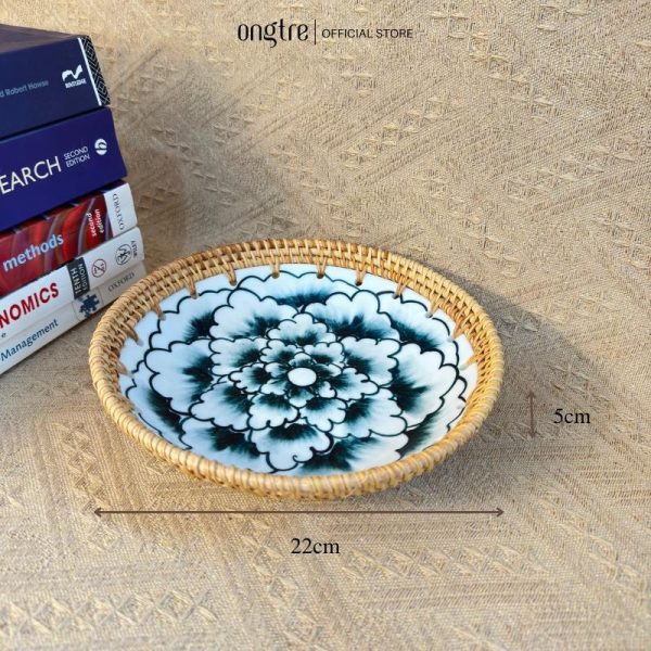 Đĩa sứ viền mây tre đan tay ONGTRE trang trí tiệc, decor, đựng đồ, mẫu độc đáo - OTS2 - Ảnh 7