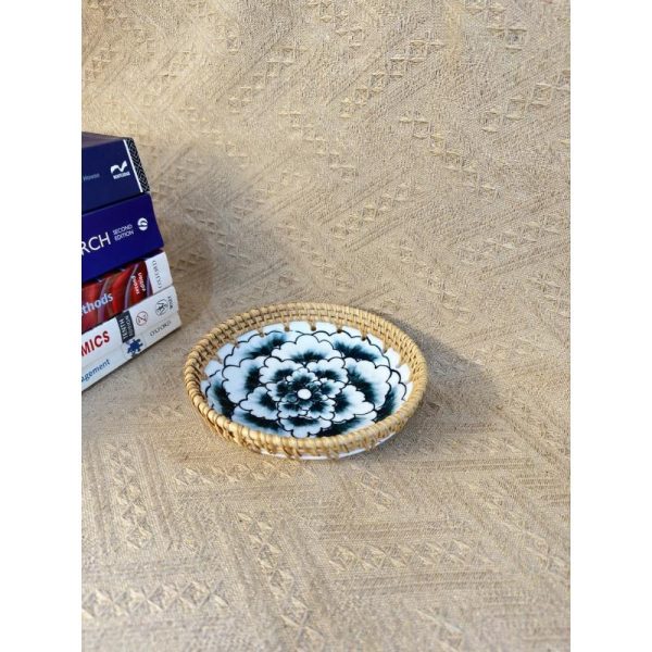 Đĩa sứ viền mây tre đan tay ONGTRE trang trí tiệc, decor, đựng đồ, mẫu độc đáo - OTS2 - Ảnh 3