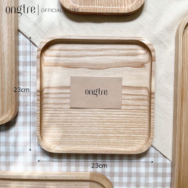 Khay gỗ tần bì hình vuông đựng đồ ăn, decor - Ảnh 3