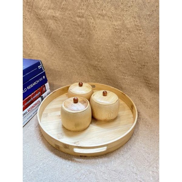 Khay đựng mứt tết bằng tre ONGTRE 6 hũ cao cấp đựng bánh kẹo, mứt tết, khắc tên làm quà tặng - Ảnh 3