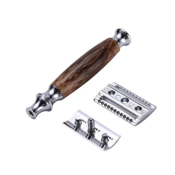 Dao cạo râu cán tay cầm cán gỗ cao cấp tự nhiên an toàn ONGTRE - tặng kèm lưỡi cạo - Ảnh 5