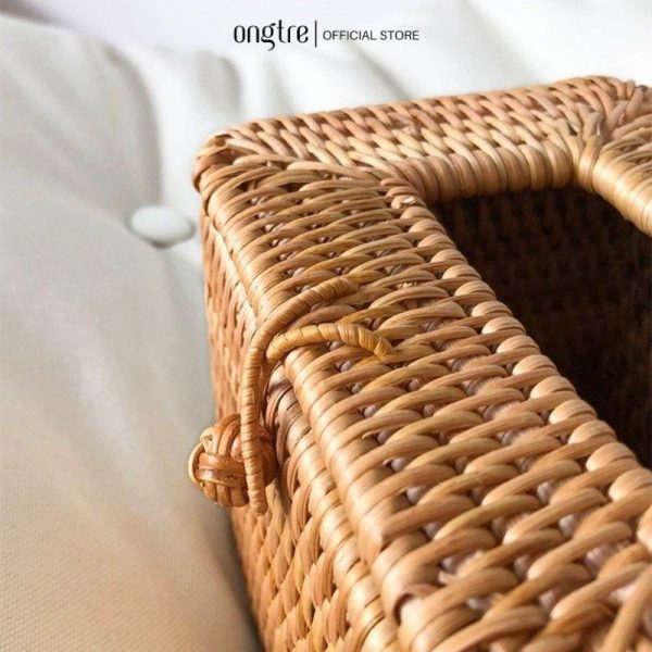 Hộp Đựng Giấy Bằng Mây Guột ONGTRE Phong Cách Vintage - Ảnh 4