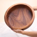 Bát gỗ nguyên khối cao cấp ăn salad, trộn, hoa quả ONGTRE Tặng kèm thìa gỗ cao cấp - Ảnh 3