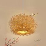 Chụp đèn trang trí hình tổ chim. Chao đèn mây tre đan đẹp độc đáo Decor phòng khách phòng ngủ quán ăn nhà hàng quán cafe