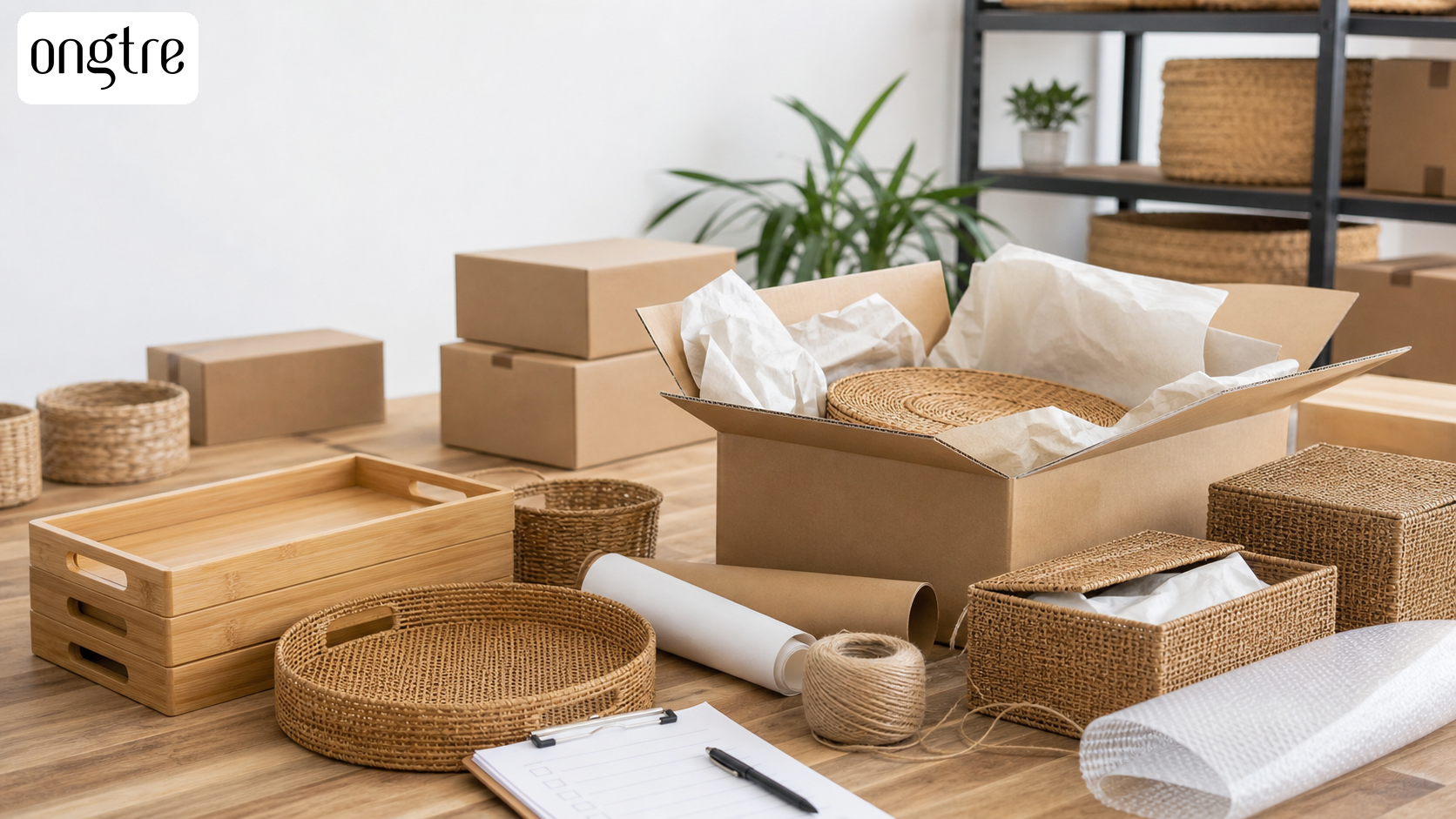 Đóng gói sản phẩm mây tre cho vận chuyển nội địa và xuất khẩu