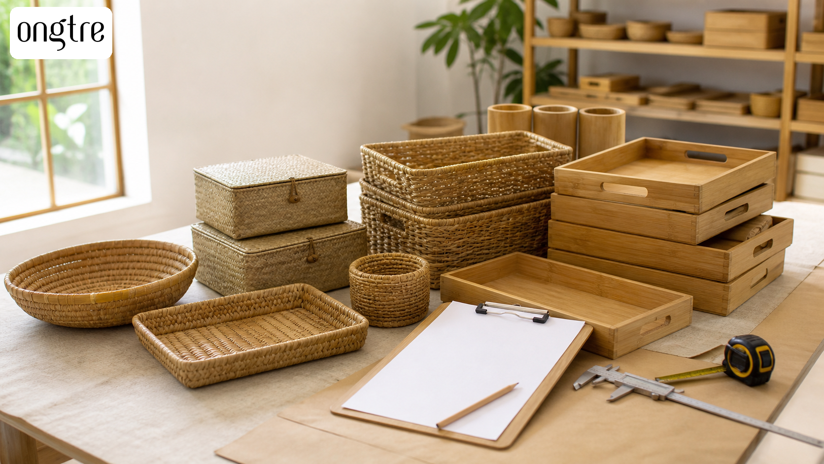 Kiểm tra chất lượng sản phẩm tre trước khi xuất xưởng